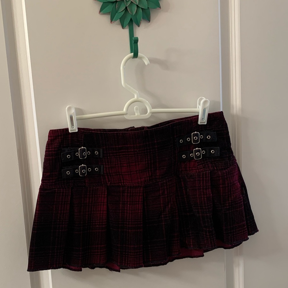 TRIPP purple/black plaid corduroy micro mini skirt